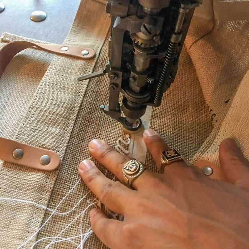 description_Freehand chain stitching each bag by hand