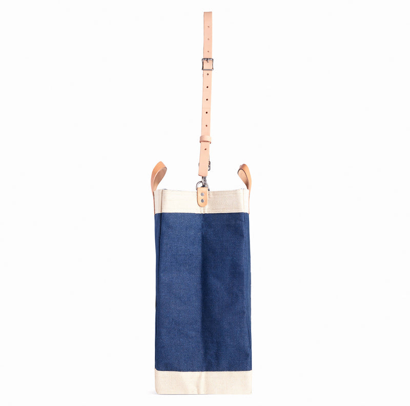 Market Bag in Navy with Strap and Monogram