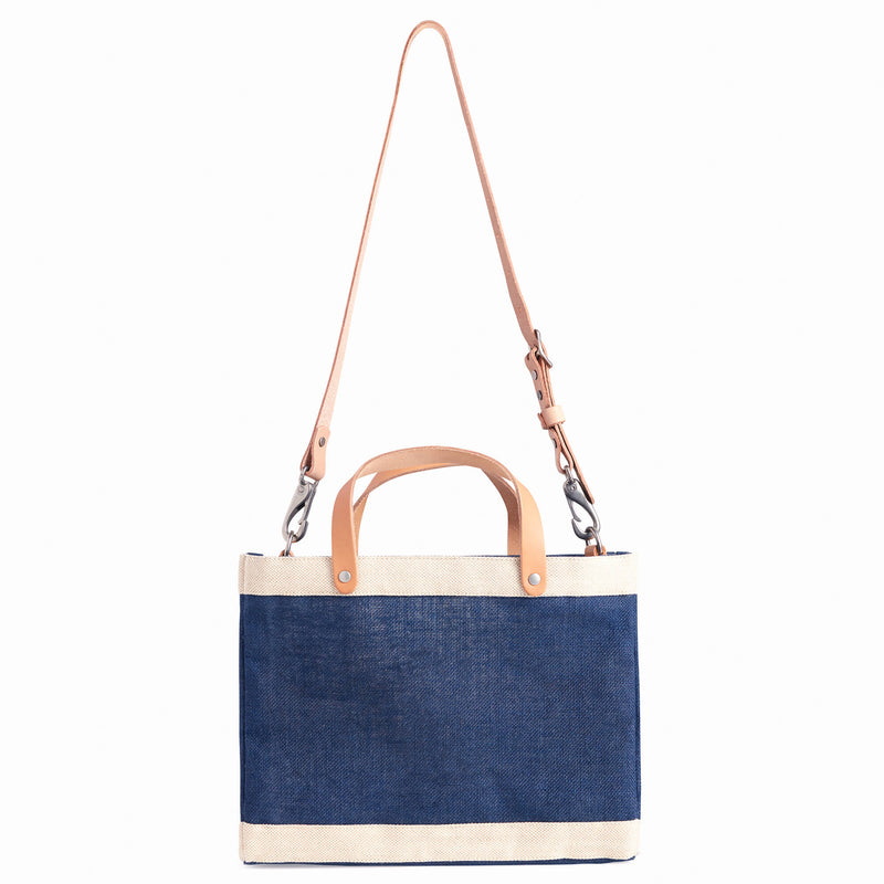 Petite Market Bag in Navy with Strap