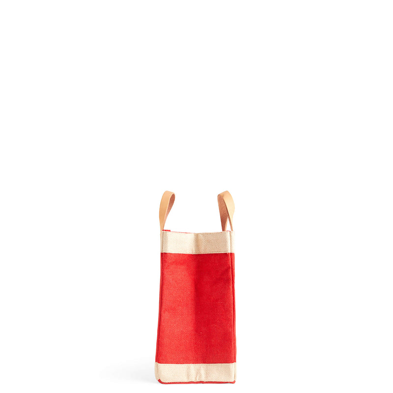 Petite Market Bag in Red with Embroidery