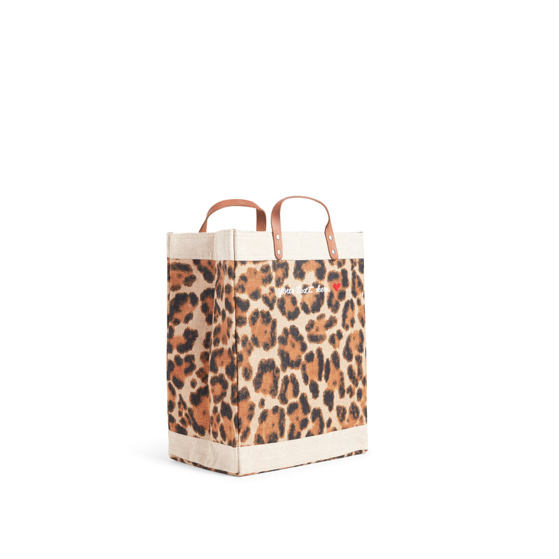 Market Bag in Cheetah with Embroidery