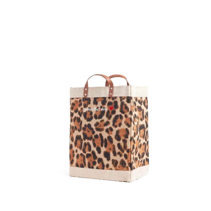 Market Bag in Cheetah with Embroidery