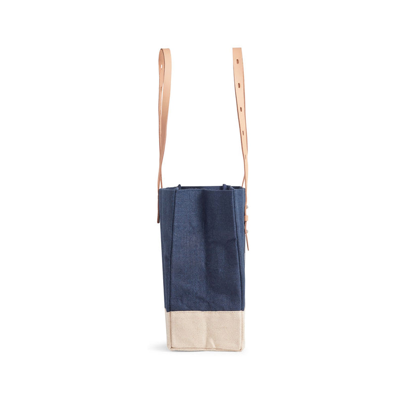 Shoulder Market Bag in Navy with Embroidery