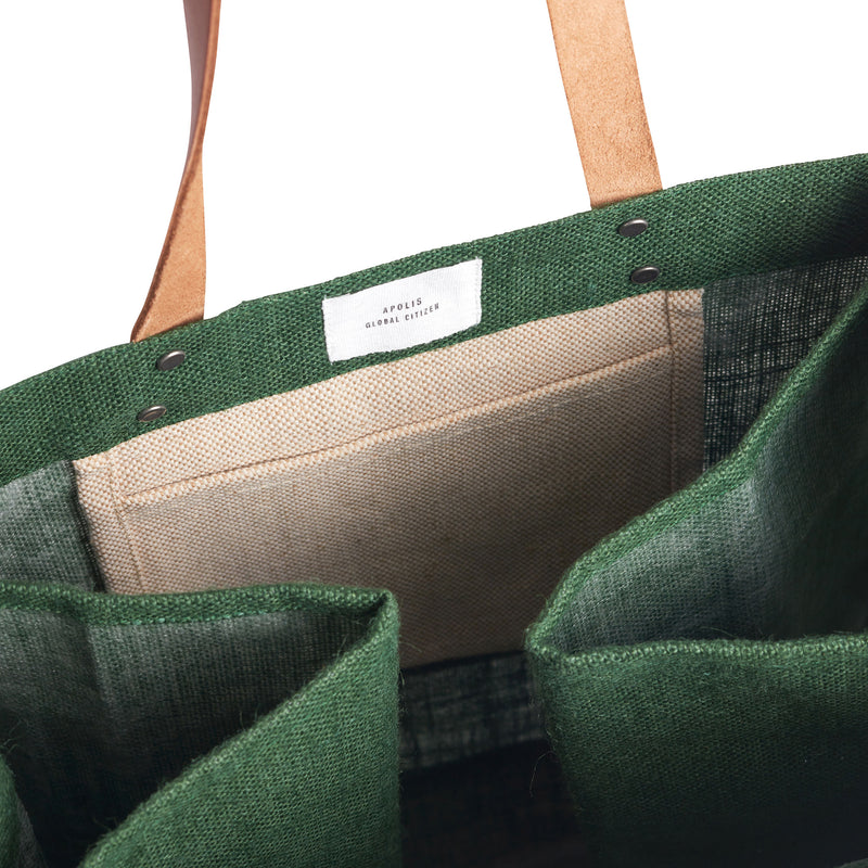 Wine Tote in Field Green “Alphabet Collection”