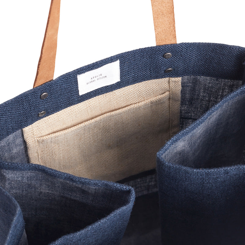 Wine Tote in Navy “Alphabet Collection”