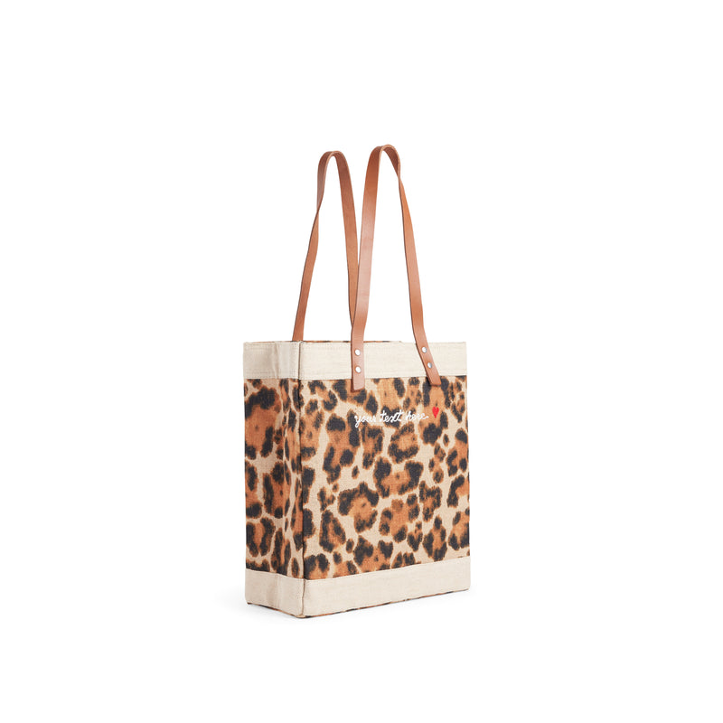 Market Tote in Cheetah with Embroidery
