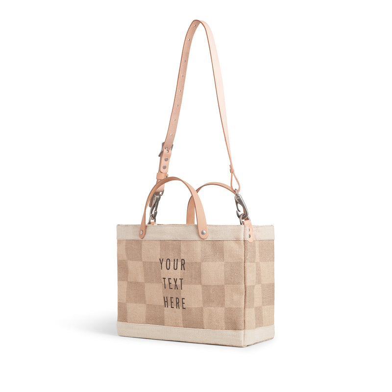 Petite Market Bag in Checker with Strap
