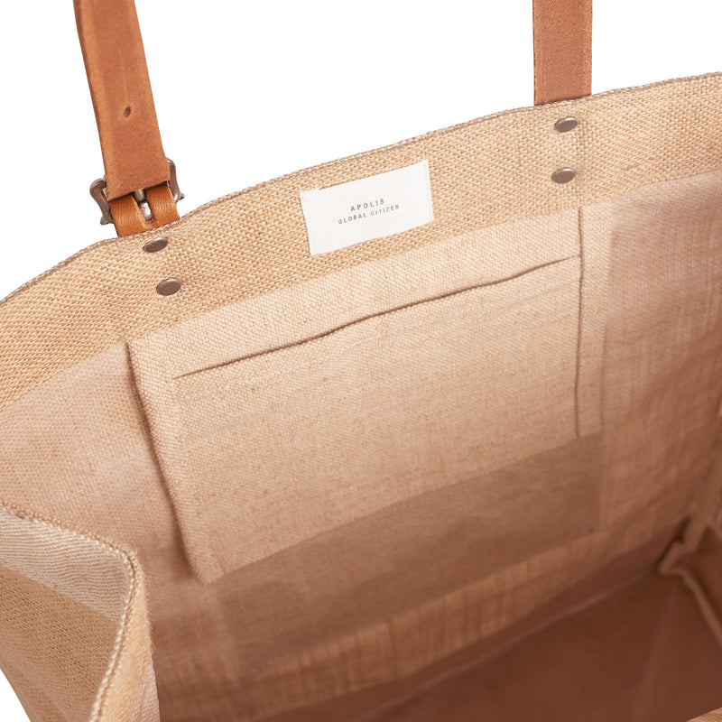 Market Bag in Natural with Adjustable Handle “Alphabet Collection”