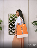 Wine Tote in Citrus with Black Monogram