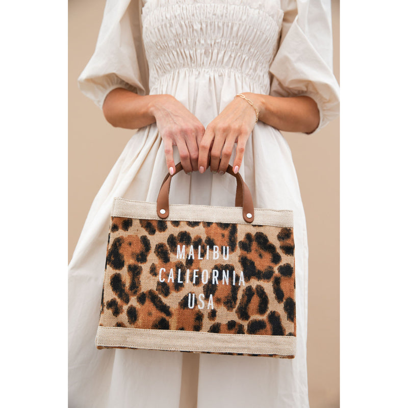 Petite Market Bag in Cheetah Print with Strap