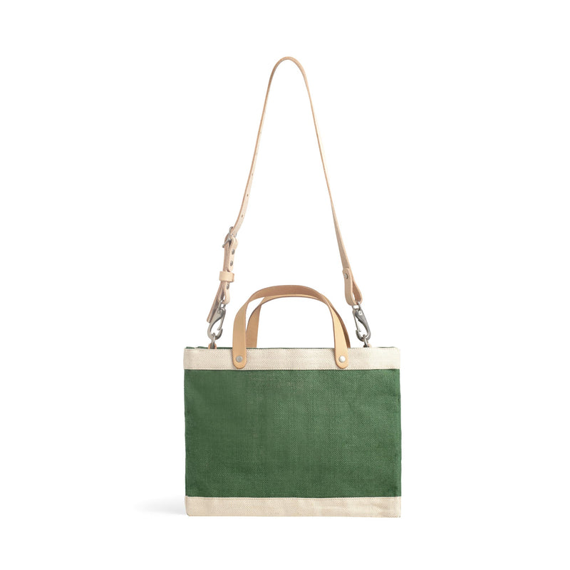 Petite Market Bag in Field Green with Strap and Black Monogram