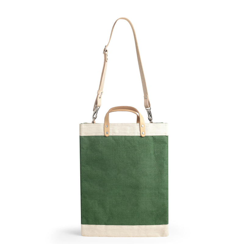 Market Bag in Field Green with Strap and Black Monogram