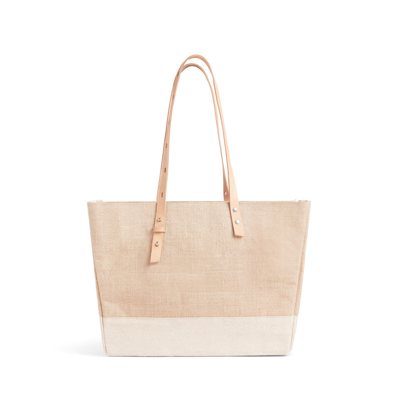 Shoulder Market Bag in Natural with Monogram